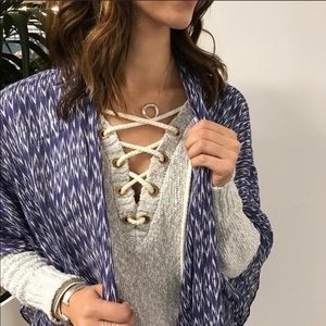 Stella & Dot blue ikat poncho scarf